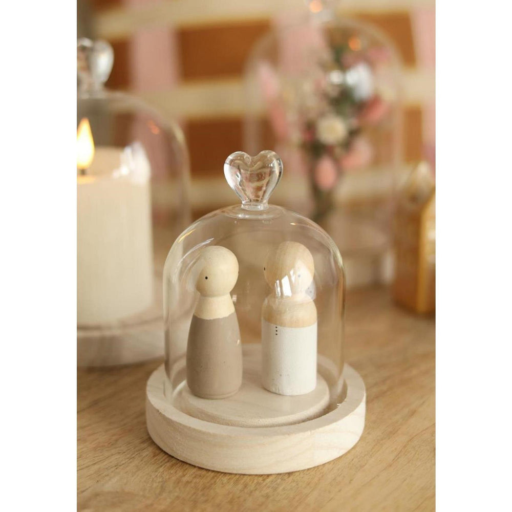 Ideas 4 seasons stolp hart met houten basis ø10xh13cm
