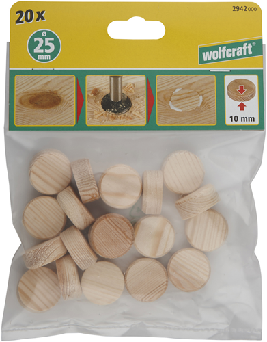 Wolfcraft conusplaatjes | ø25mm | 20 stuks - 2942000