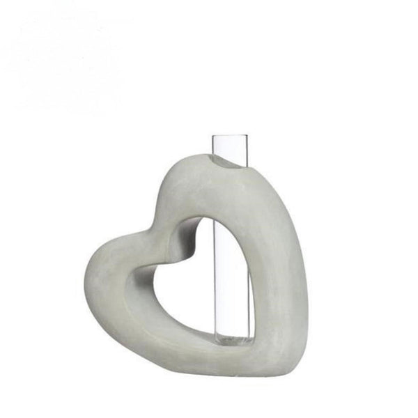 Ideas 4 seasons beeld hart cement met reageerbuis 3,9x13x13,2cm