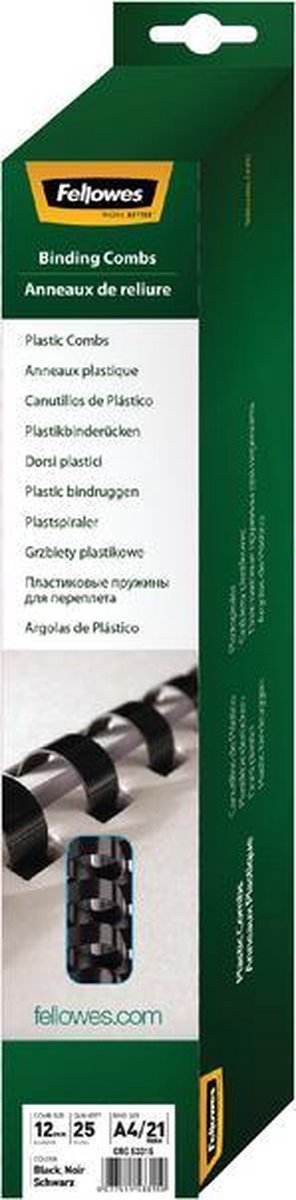 Fellowes plastic bindruggen rond 10mm - wit (25 stuks)