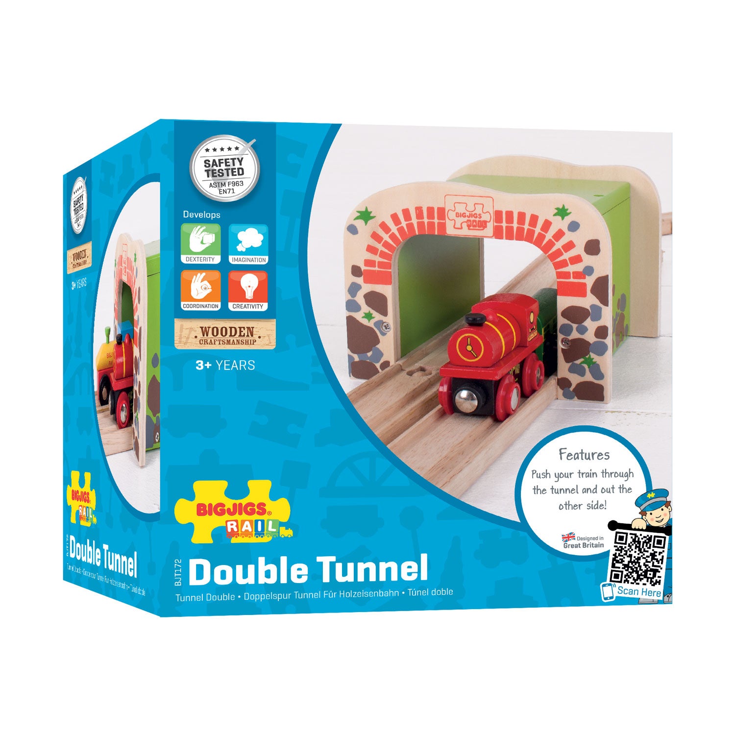 Bigjigs houten rails - dubbelspoortunnel