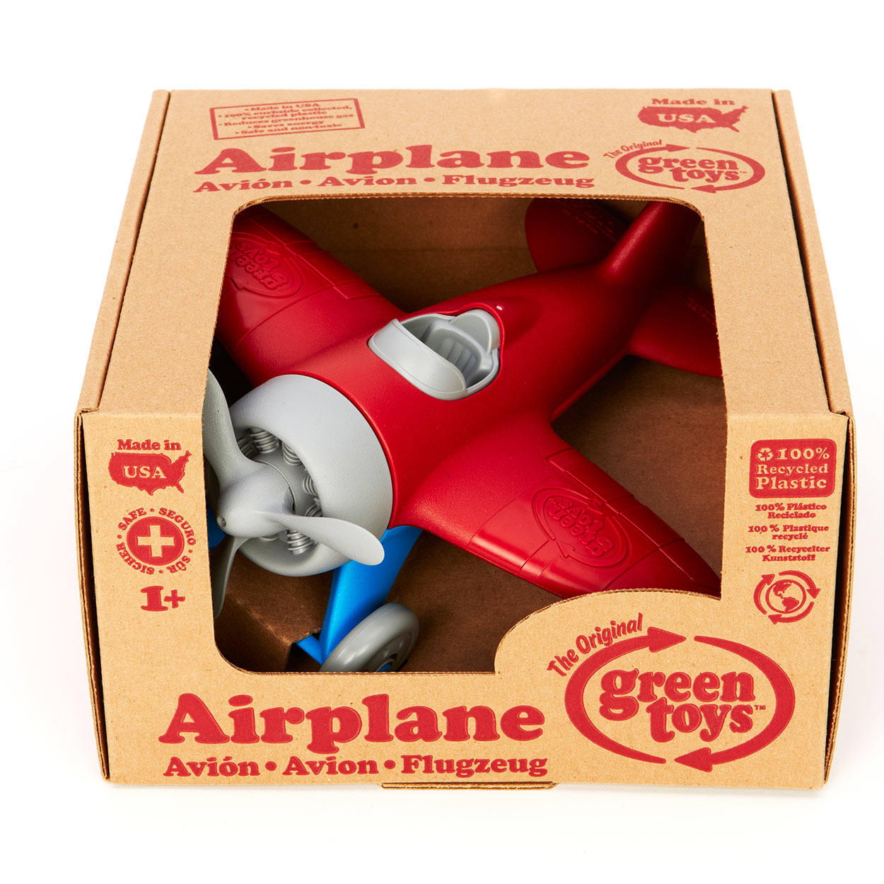 Green toys vliegtuig - rood