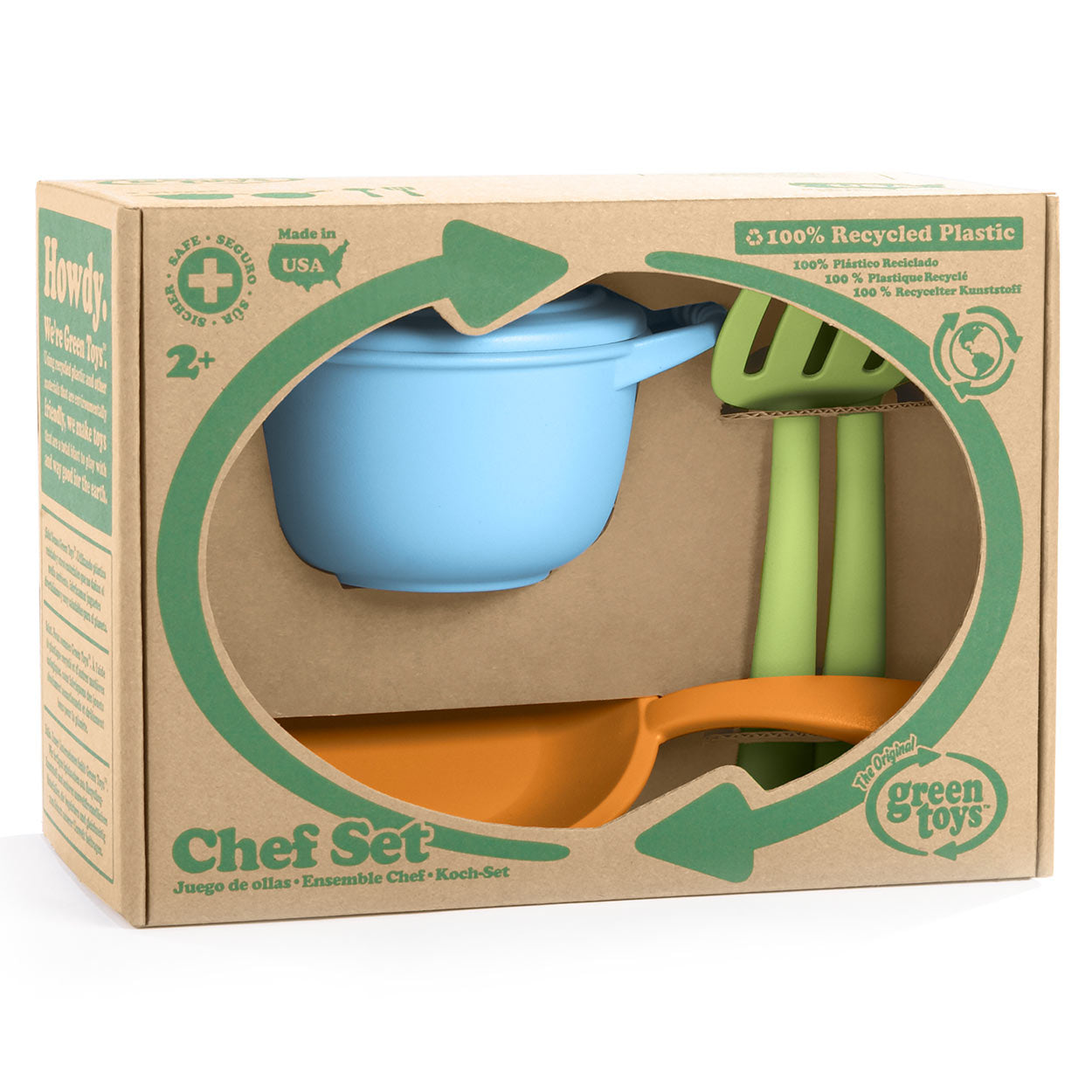 Groene speelgoed pannenset