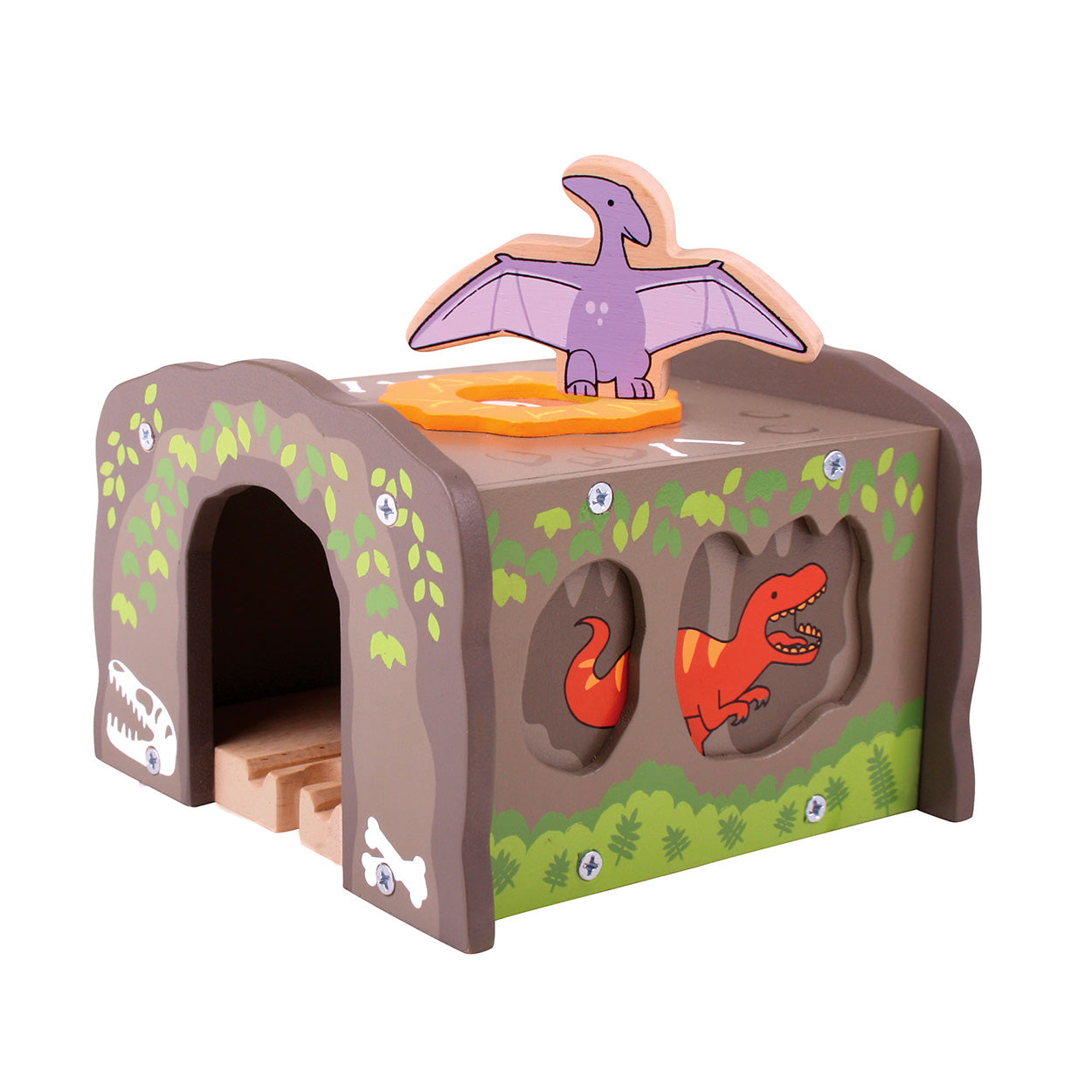 Bigjigs houten dino t-rex treintunnel