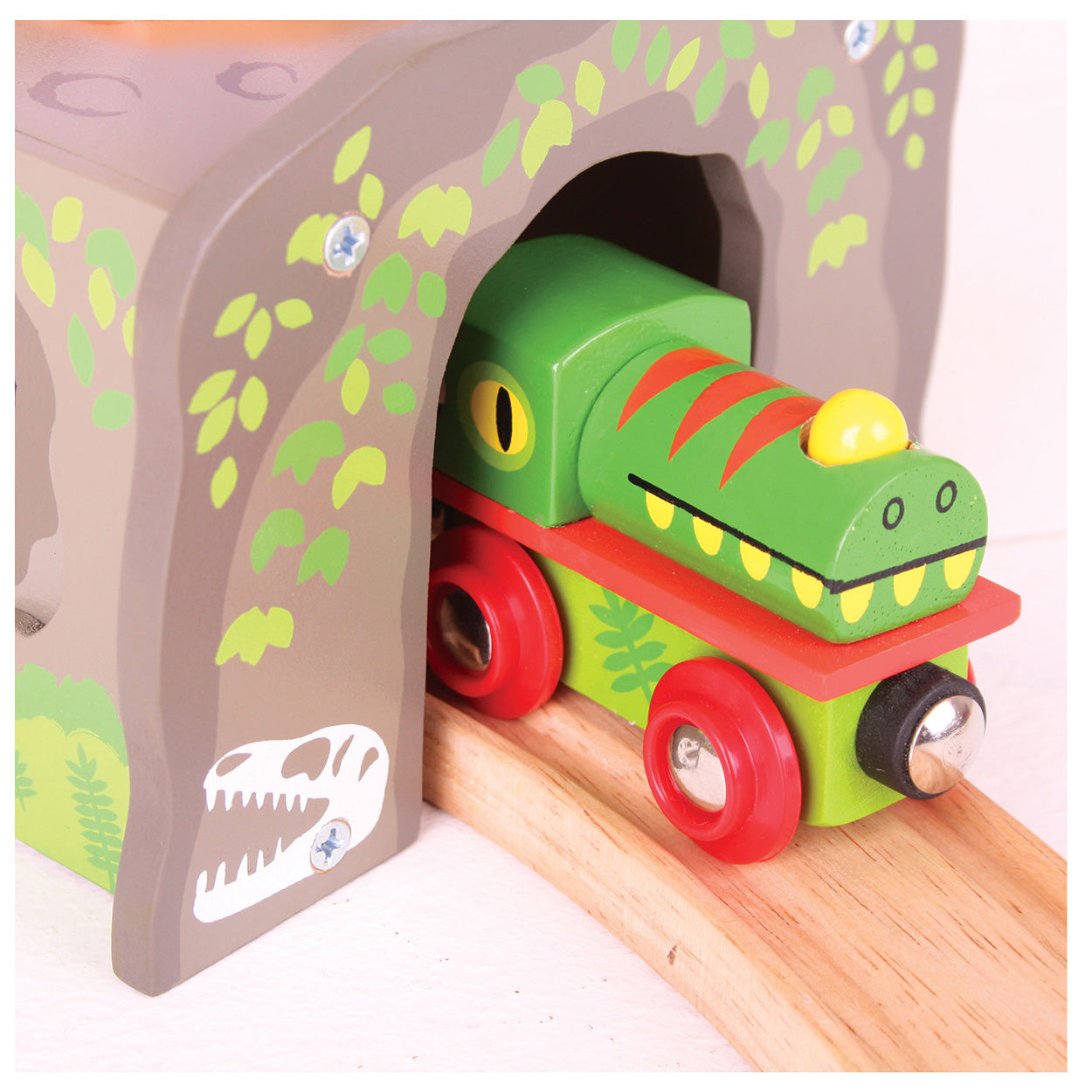 Bigjigs houten dino t-rex treintunnel