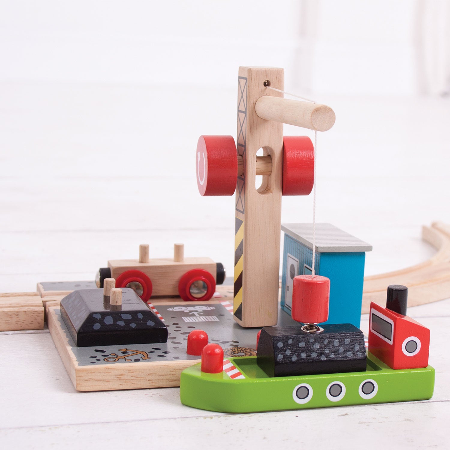Bigjigs houten rails - laadstation steenkool