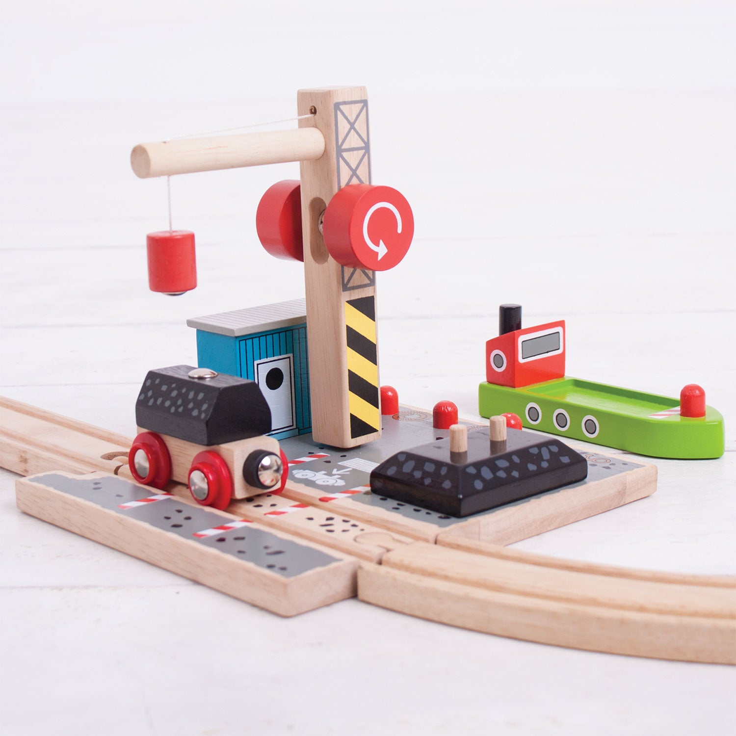 Bigjigs houten rails - laadstation steenkool