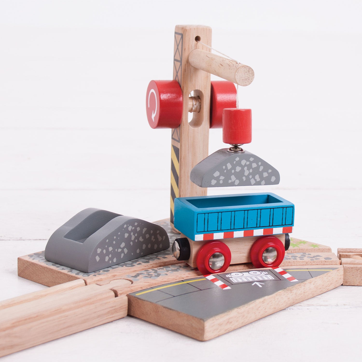 Bigjigs Houten Rails Grind Kraan
