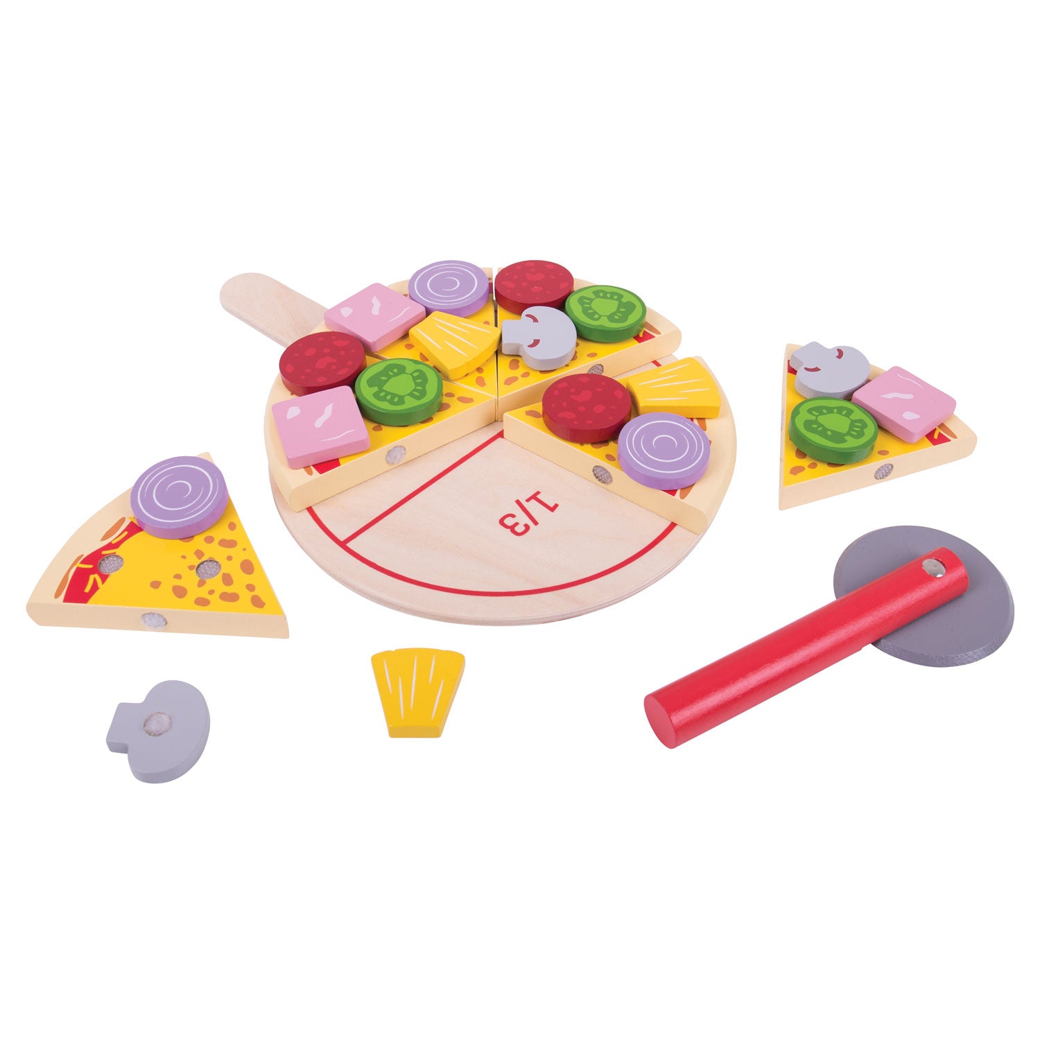 Bigjigs houten pizza met beleg