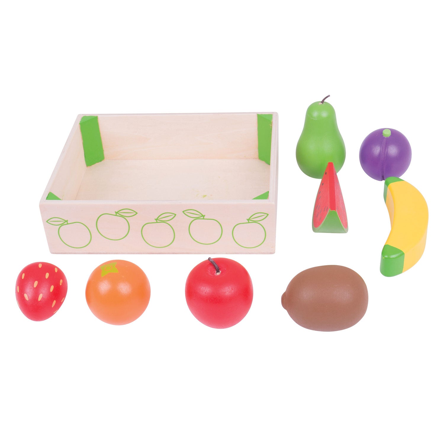 Bigjigs houten kistje met fruit, 9dlg.