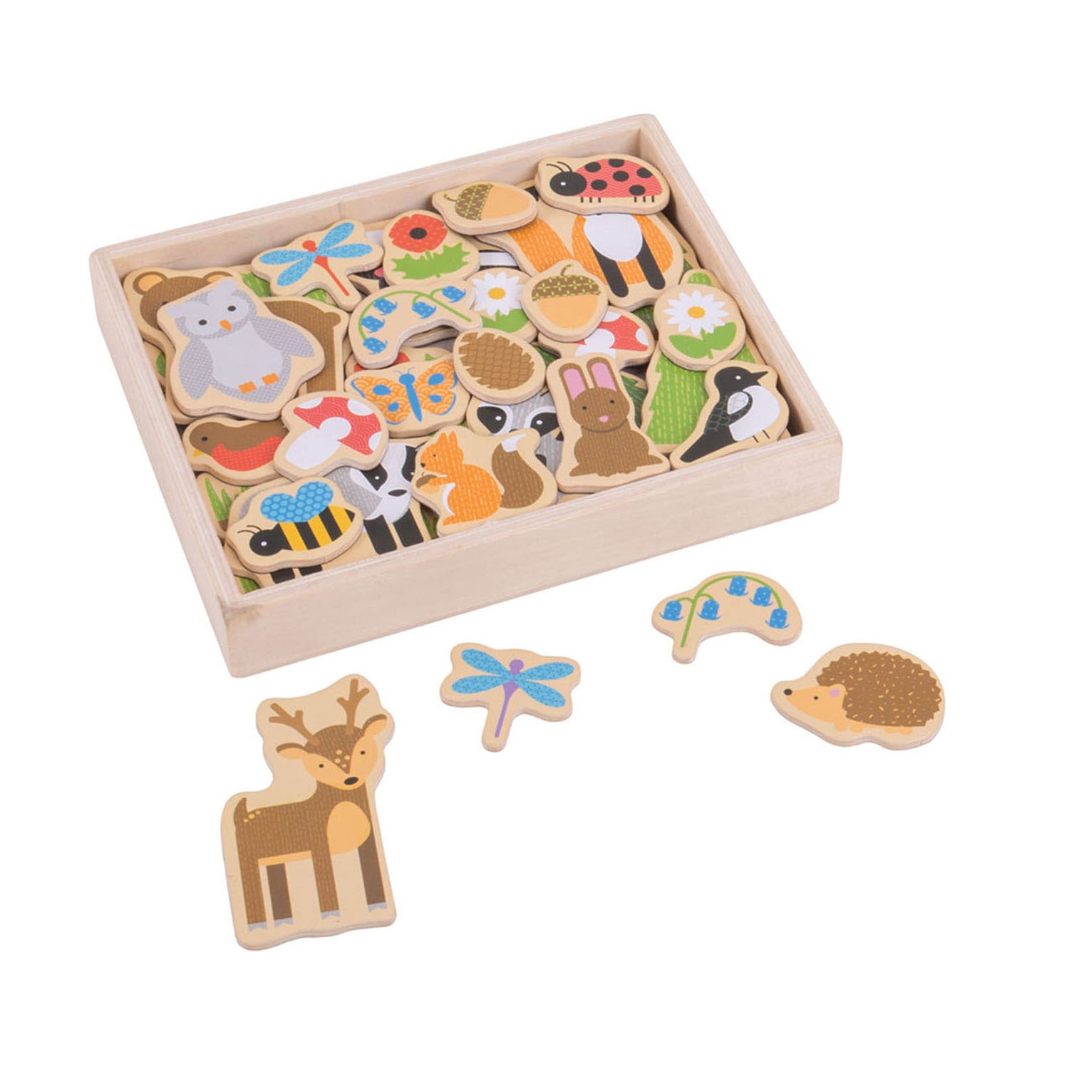 Bigjigs houten magneten bos, 35st.