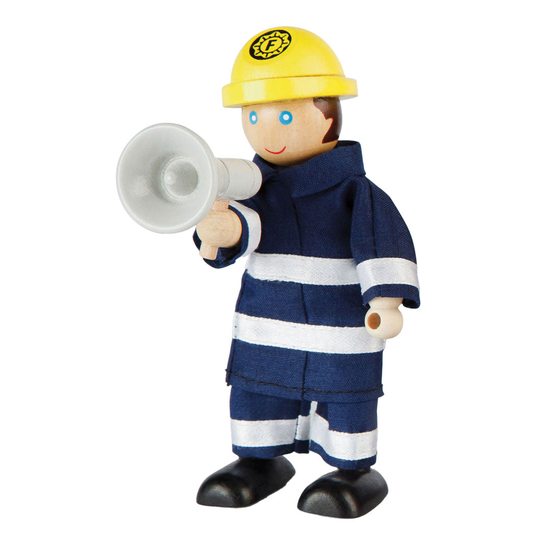 Tidlo houten poppenhuis poppen brandweermannen, 4st.