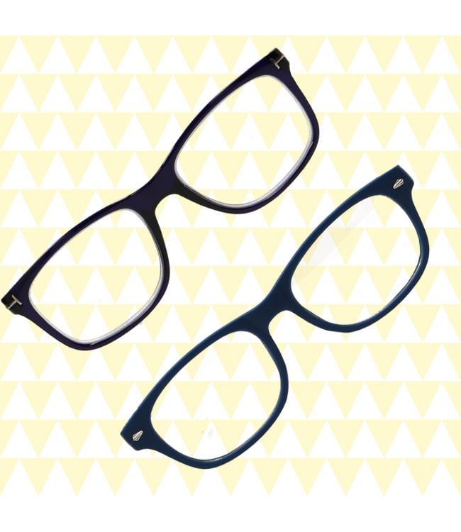 Spectrum leesbril blauw zwart assorti vierkant