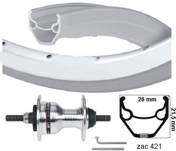 Kgs voorwiel 28 inch (622) zac 421 zilver rollerbrake