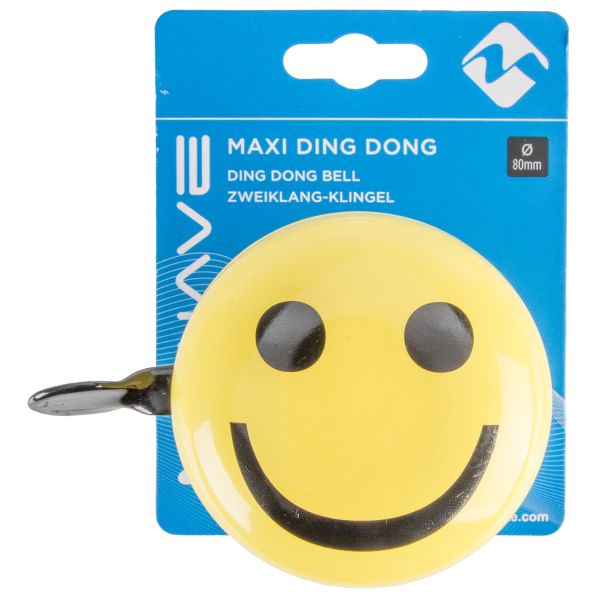 M-wave fietsbel ding-dong ø80mm - smiley geel
