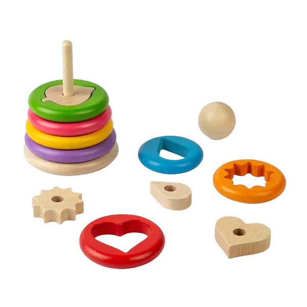 Bigjigs houten geheime vormenstapelaar, 16dlg.