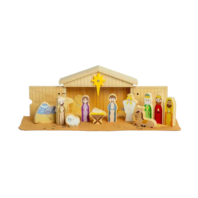 Bigjigs houten kerststal set, 13dlg.