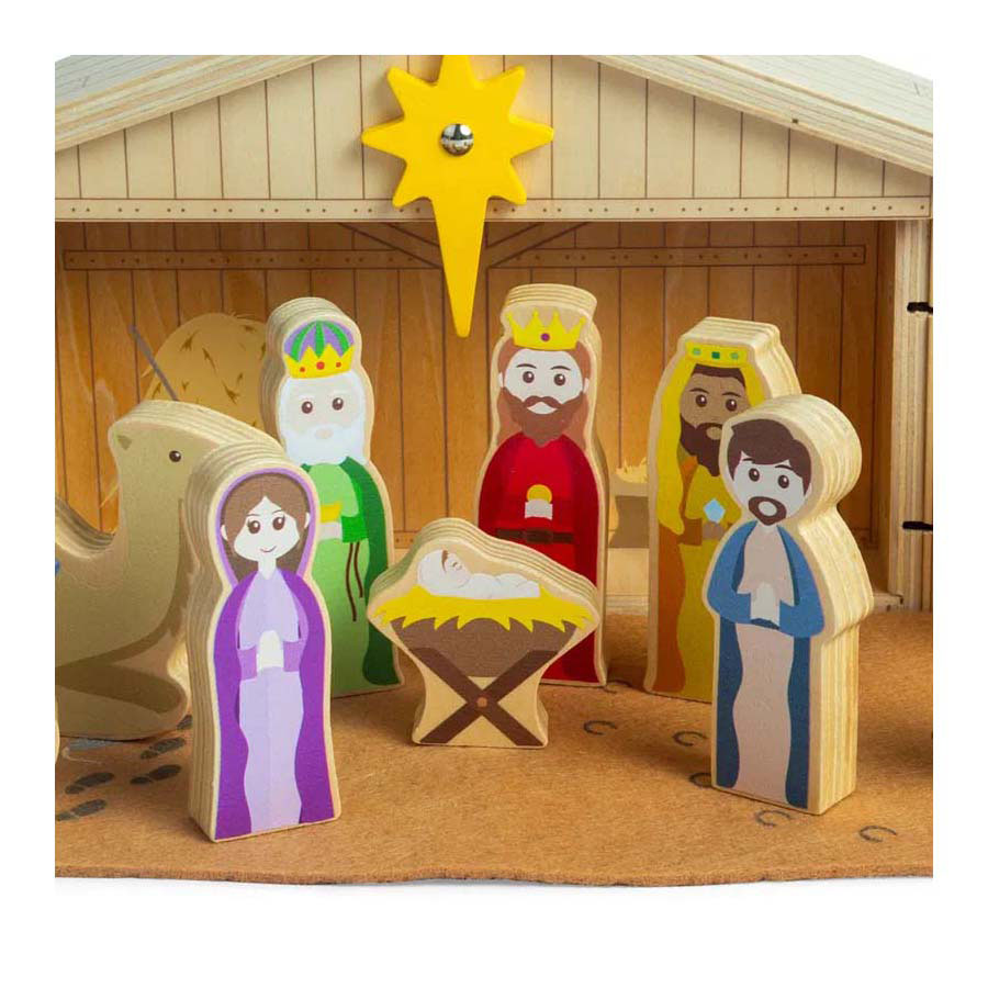 Bigjigs houten kerststalset, 13dlg.