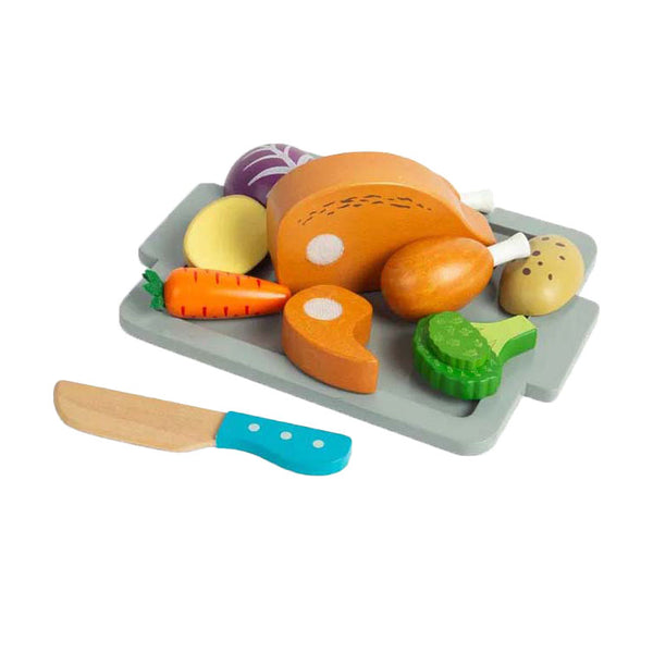 Bigjigs houten gebraden diner speelset, 12dlg.