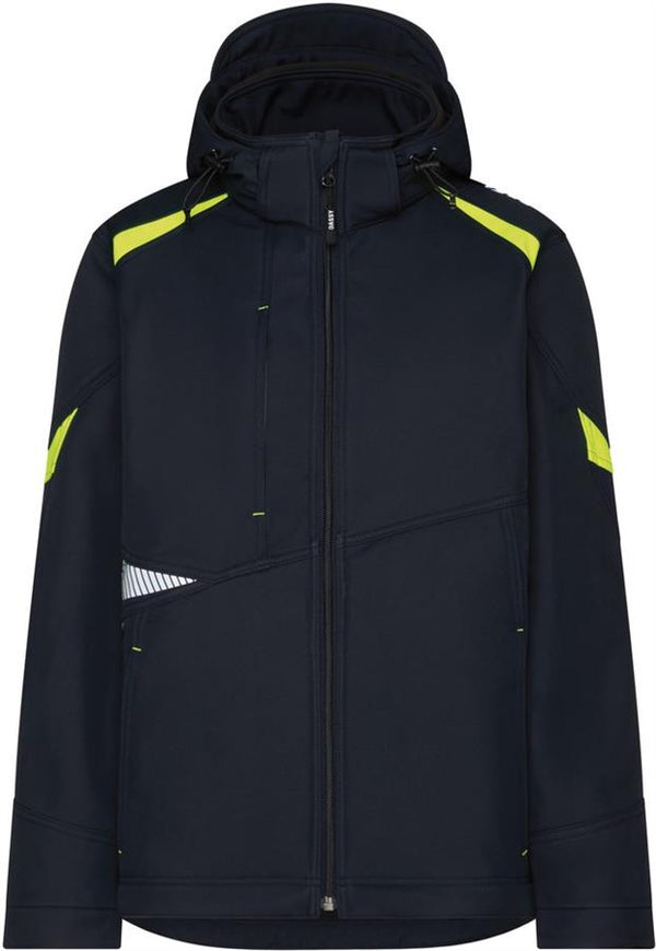 Dassy softshell kalama polyester nachtblauw fluogeel s