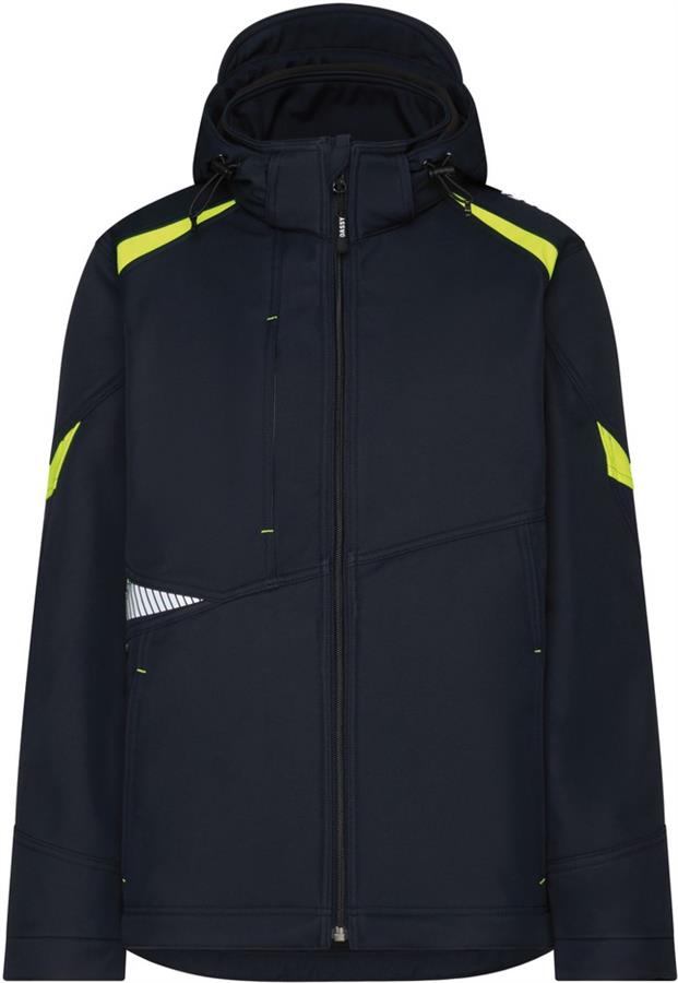 Dassy softshell kalama polyester nachtblauw fluogeel xl