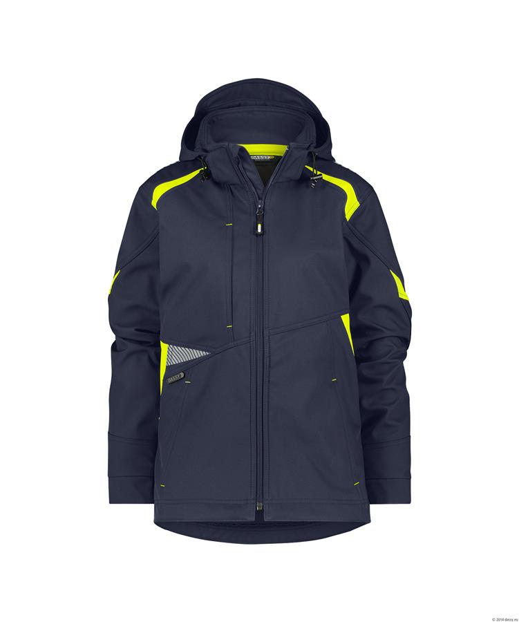 Dassy softshell kalama women polyester nachtblauw fluogeel s