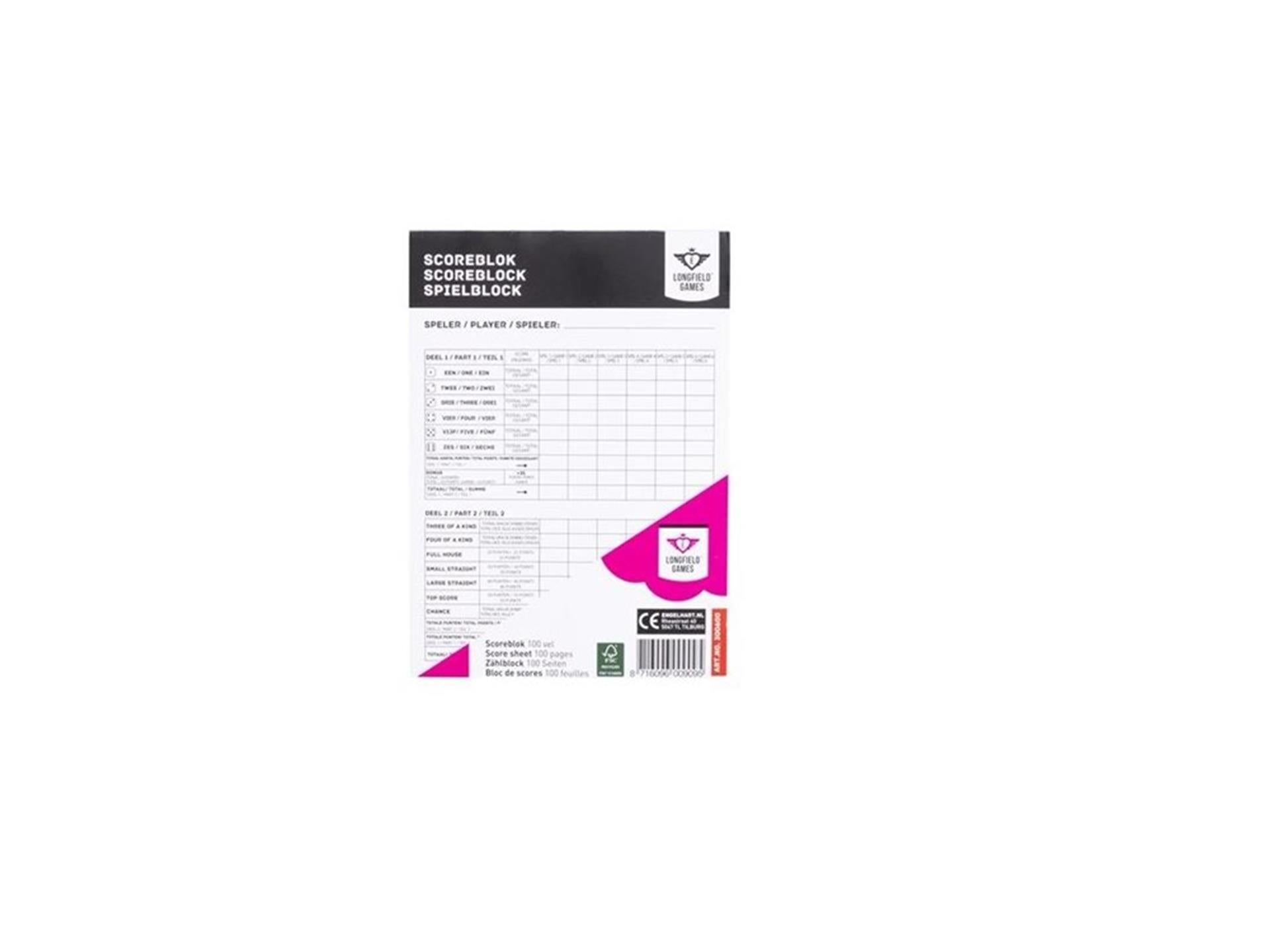 Engelhart yathzee scoreblok 1 stuks - 100 pagina's