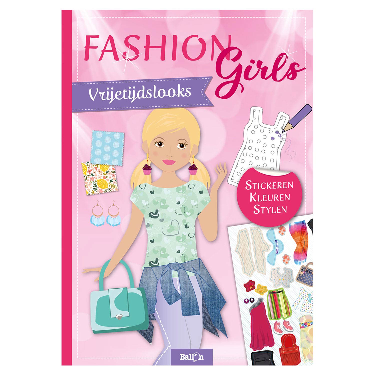 Standaard uitgeverij sticker- en tekenboek fashion girls - vrijetijdslooks