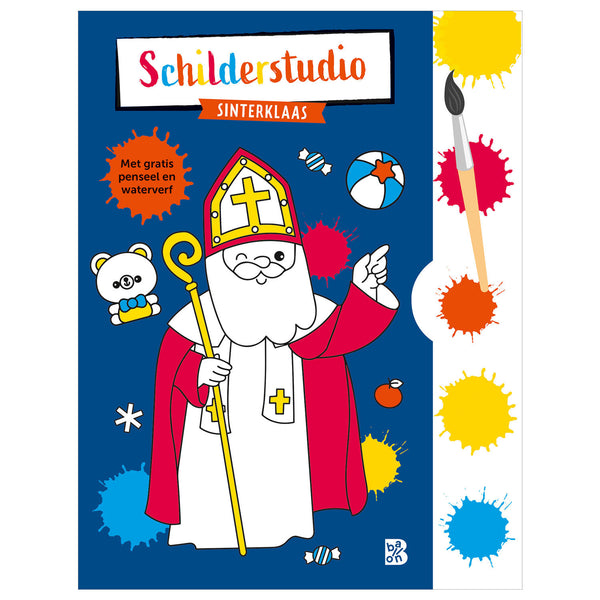 Standaard uitgeverij kleurboek met verfpalet en penseel sinterklaas