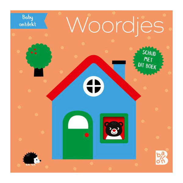 Standaard uitgeverij mini schudboekje met rammelaar - woordjes