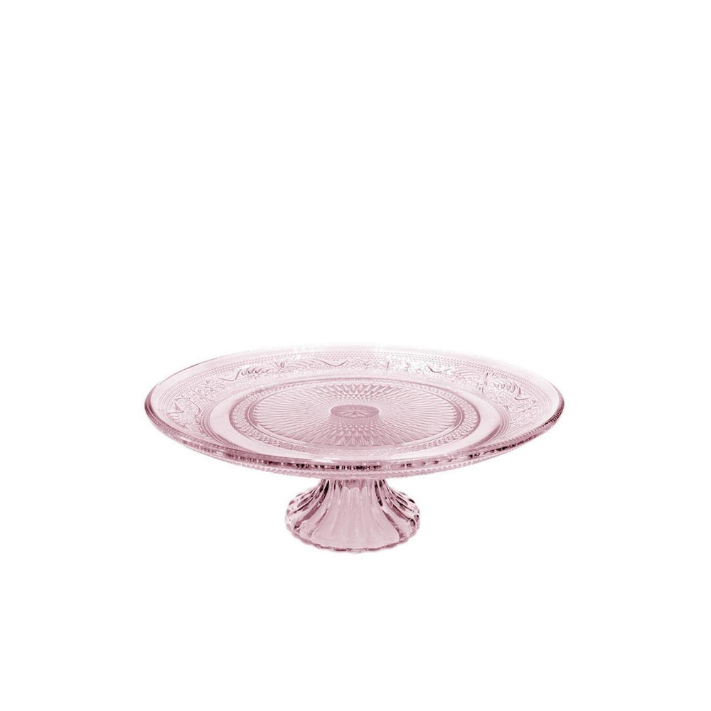 Ideas 4 seasons schaal op voet glas ø23xh8cm roze