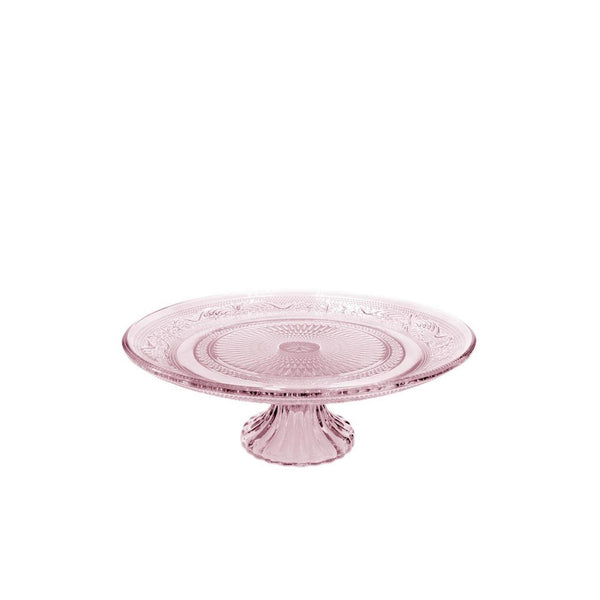 Ideas 4 seasons schaal op voet glas ø23xh8cm roze