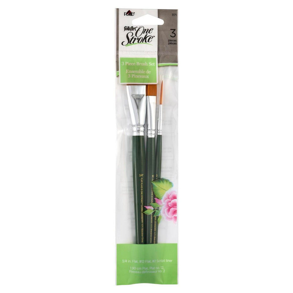 Folkart • one stroke brush sets basic set-glaze flat script