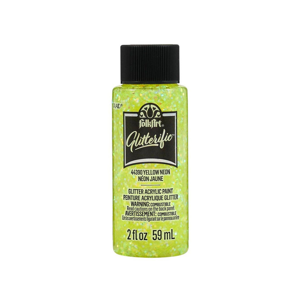 Folkart • glitterific acrylic paint neon yellow 59ml