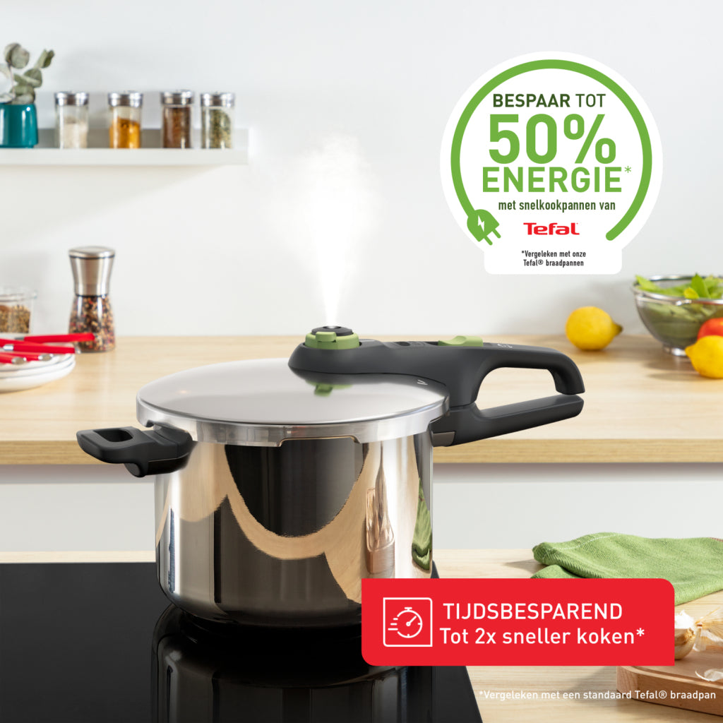 Tefal p25807 secure 5 trendy snelkookpan 6 liter met stoommand