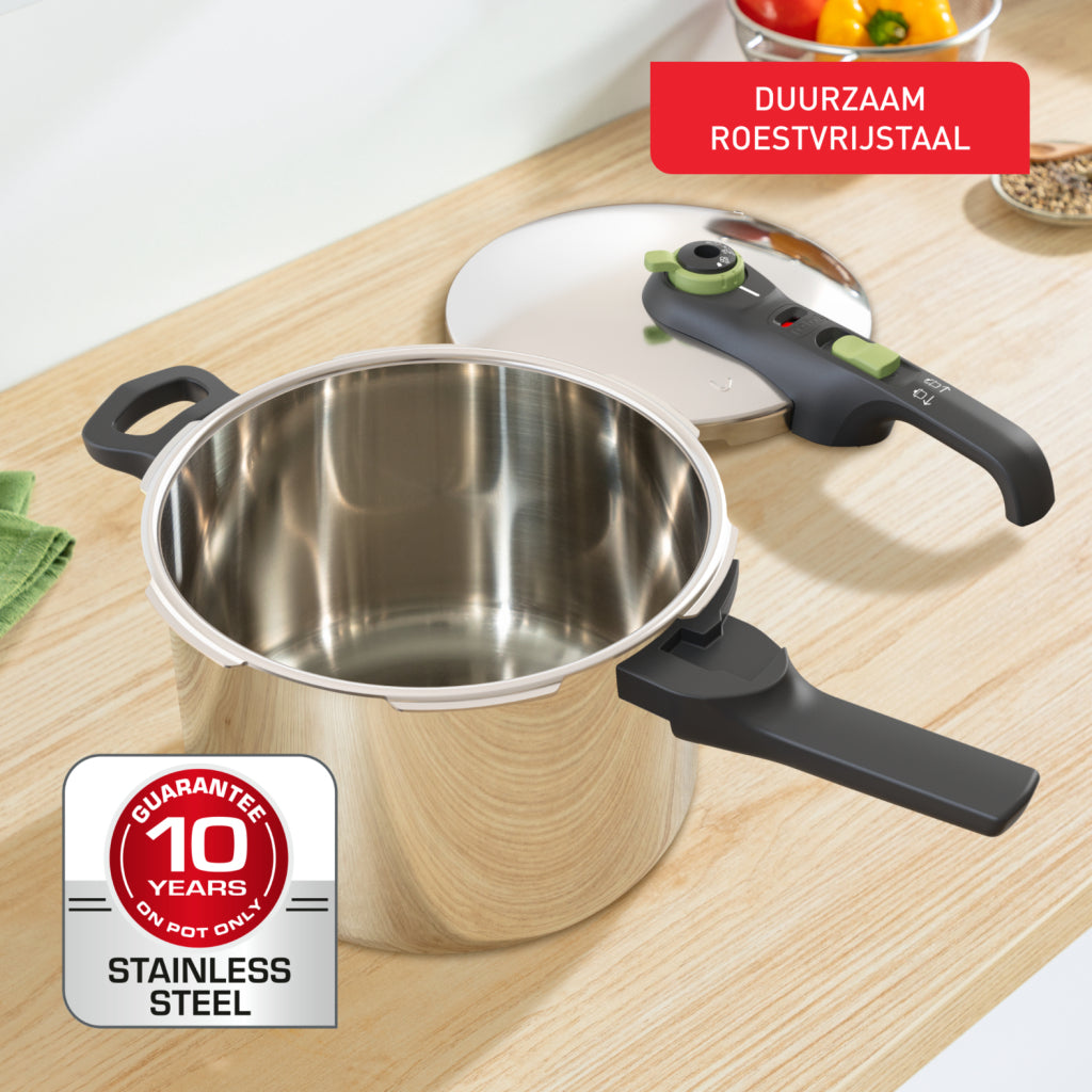 Tefal p25807 secure 5 trendy snelkookpan 6 liter met stoommand