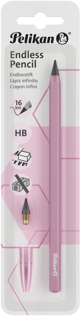 Pelikan endless pencil - hb grafietpotlood - slijpen niet nodig - roze