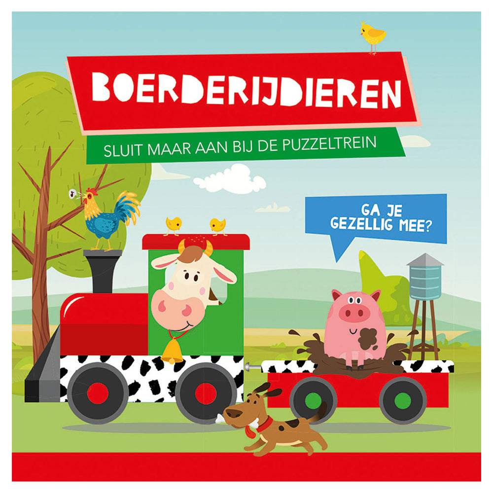 Lantaarn uitgeverij boek en puzzeltrein boerderijdieren