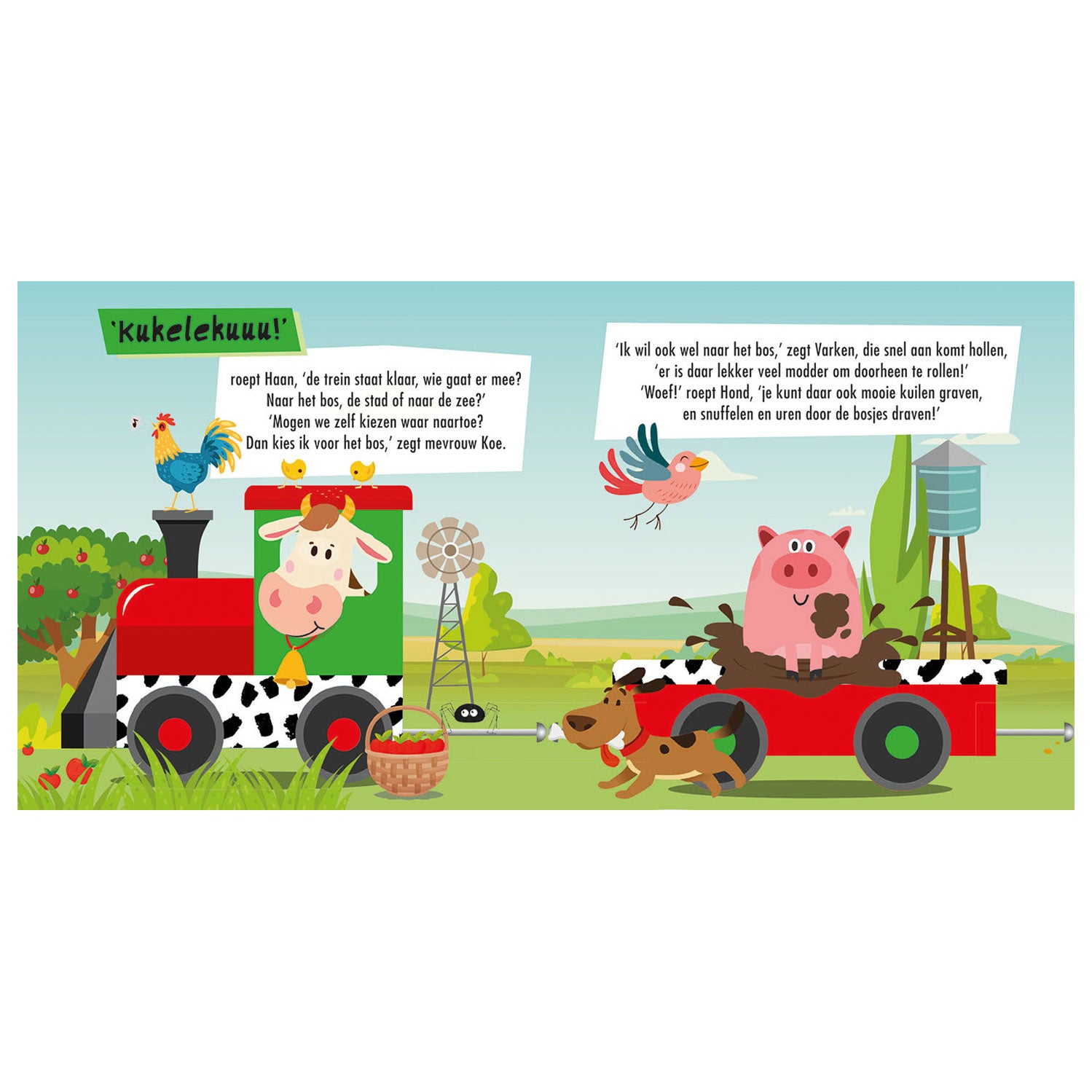 Lantaarn uitgeverij boek en puzzeltrein boerderijdieren