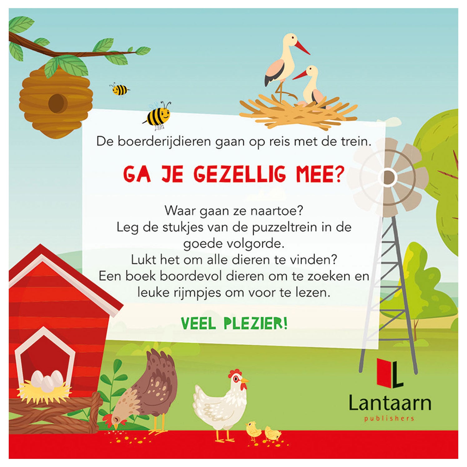 Lantaarn uitgeverij boek en puzzeltrein boerderijdieren