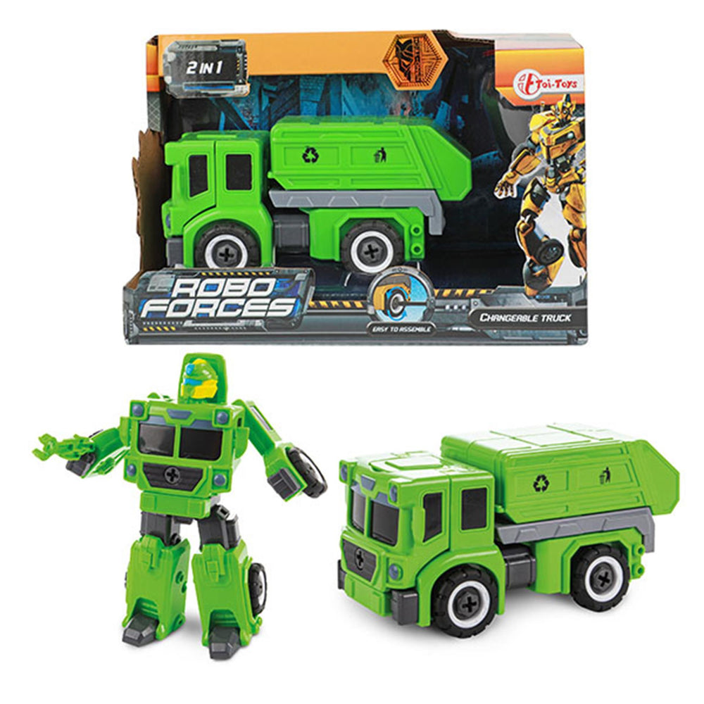 Toi-toys veranderrobot vuilniswagen speelgoed robot actiefiguur stadsleven.