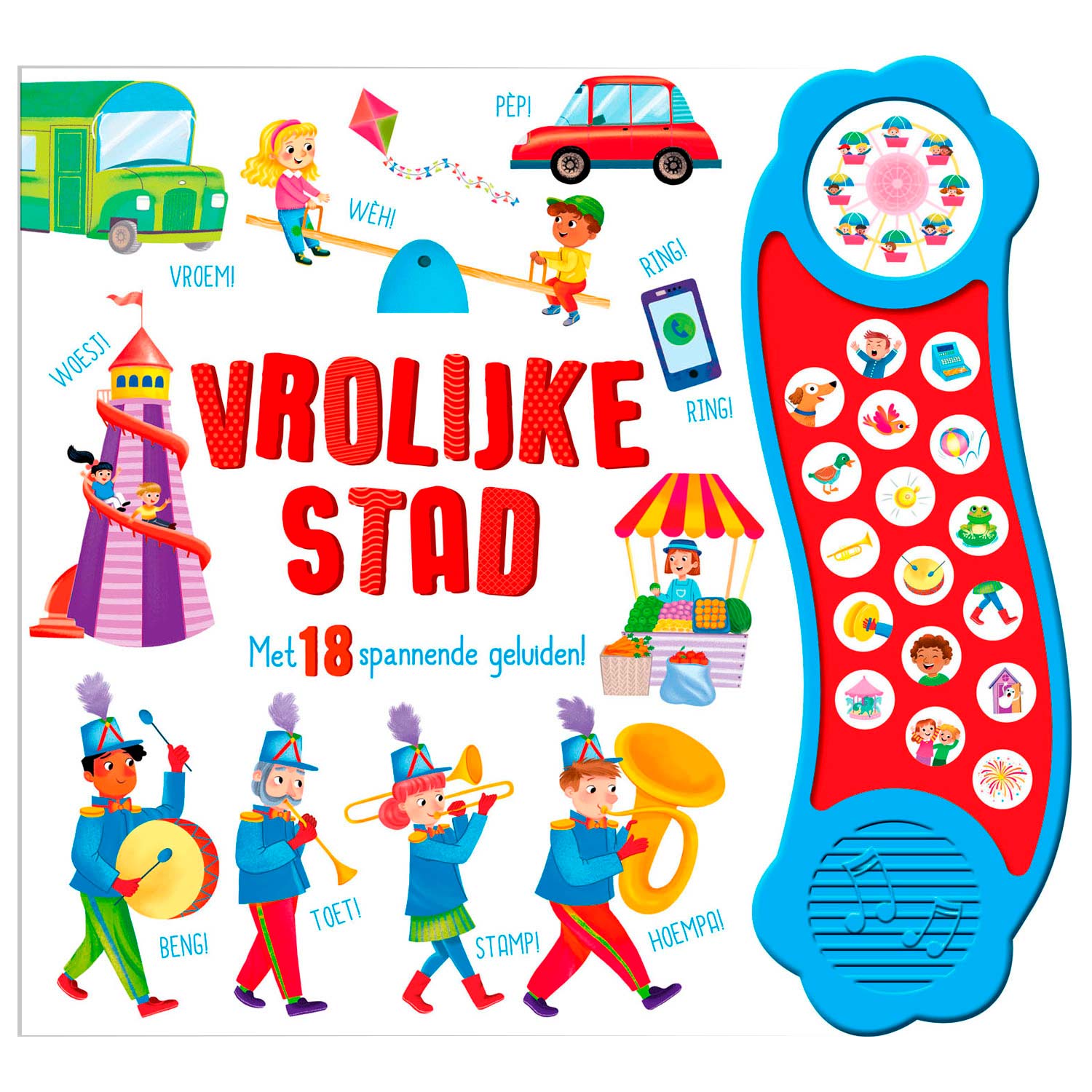 Rebo uitgeverij geluidenboek vrolijke stad