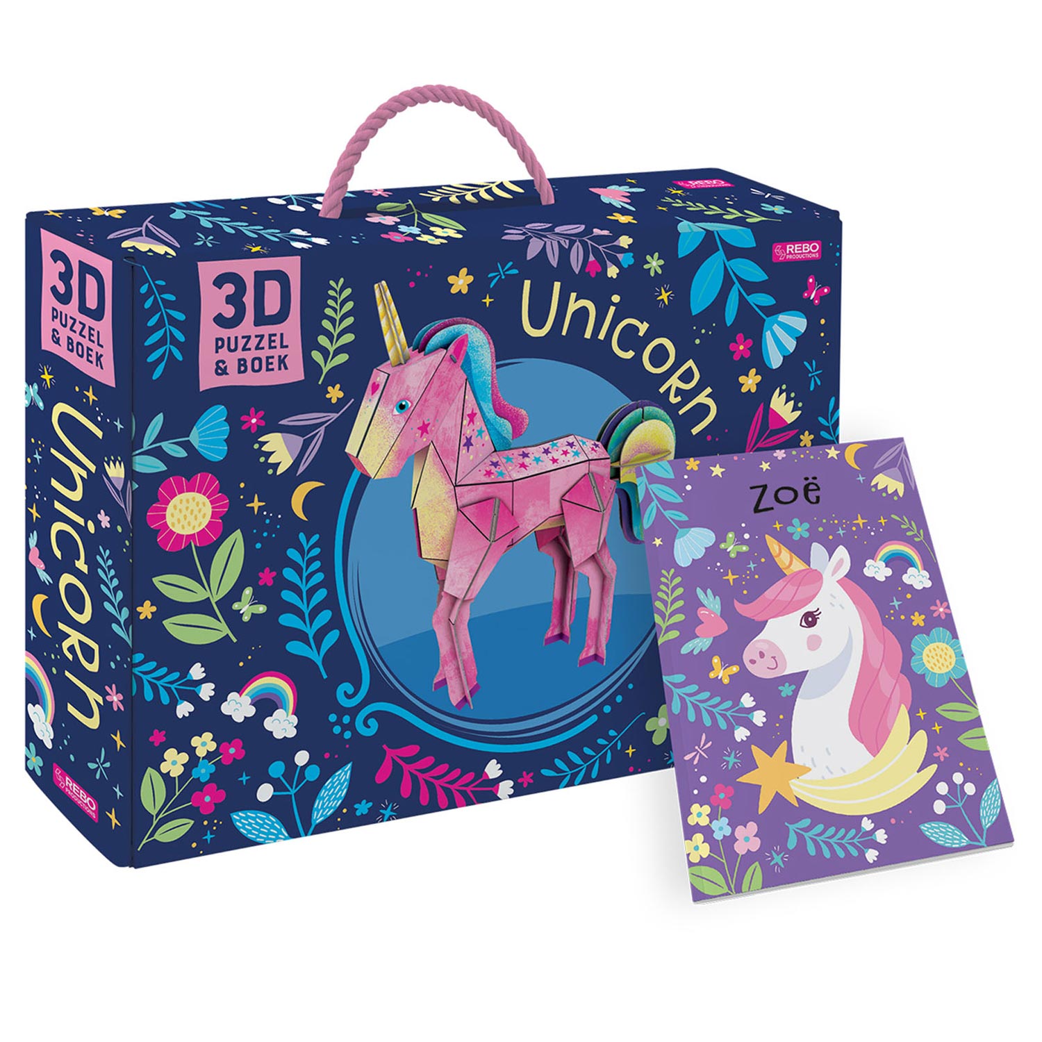 Rebo uitgevers sassi 3d puzzel + boekje eenhoorn