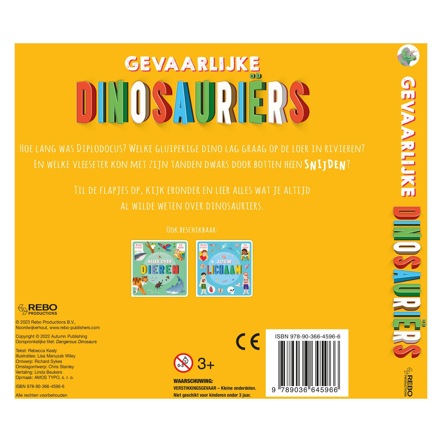 Rebo uitgeverij gevaarlijke dinosauriers flapjesboek