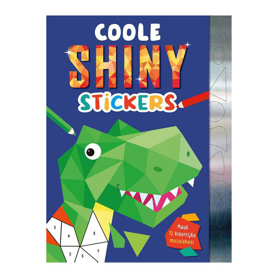 Rebo uitgevers coole glimmende stickers dino's robots en raketten stickermozaïekboek