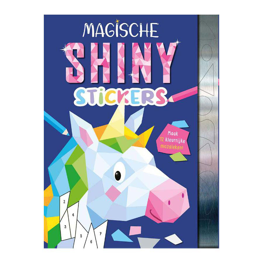 Coole glanzende stickers stickerboek magische wezens, 12 mozaïeken