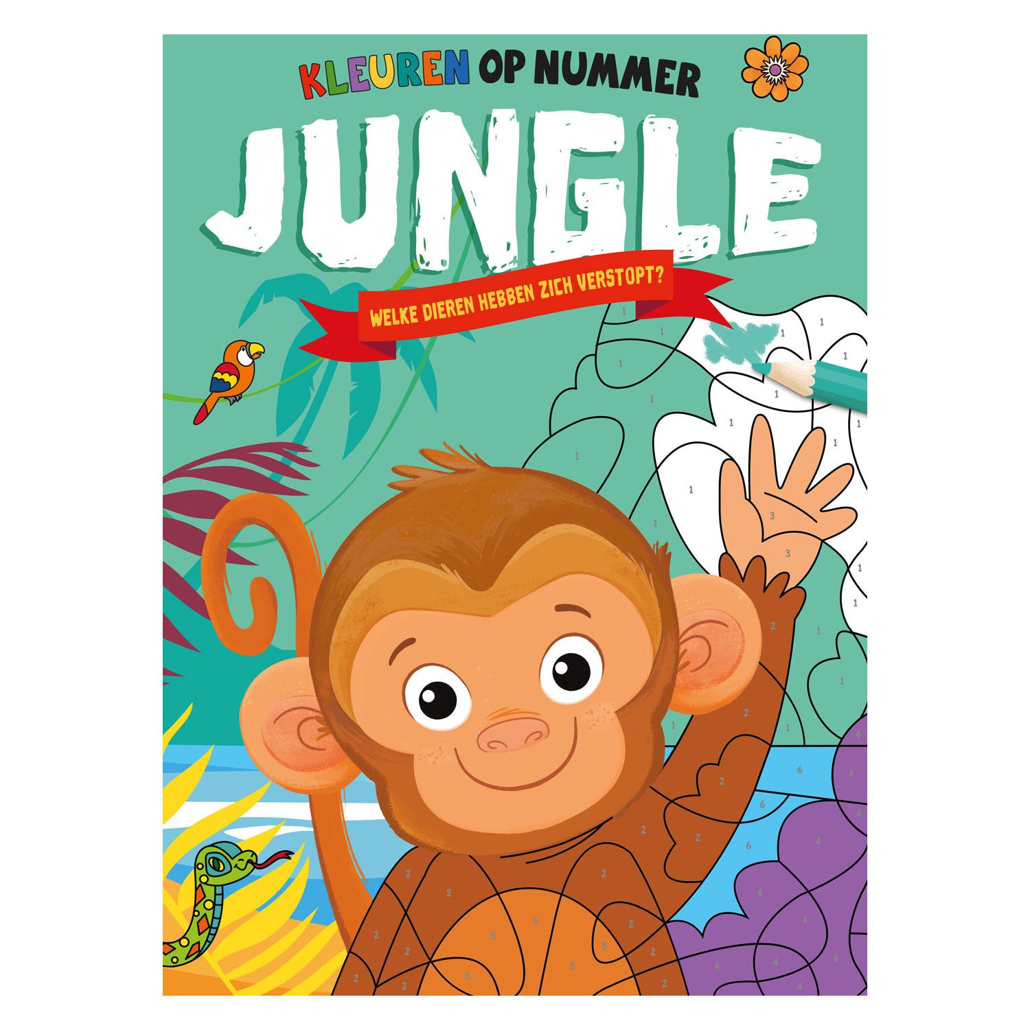 Rebo uitgeverij jungle - kleuren op nummer