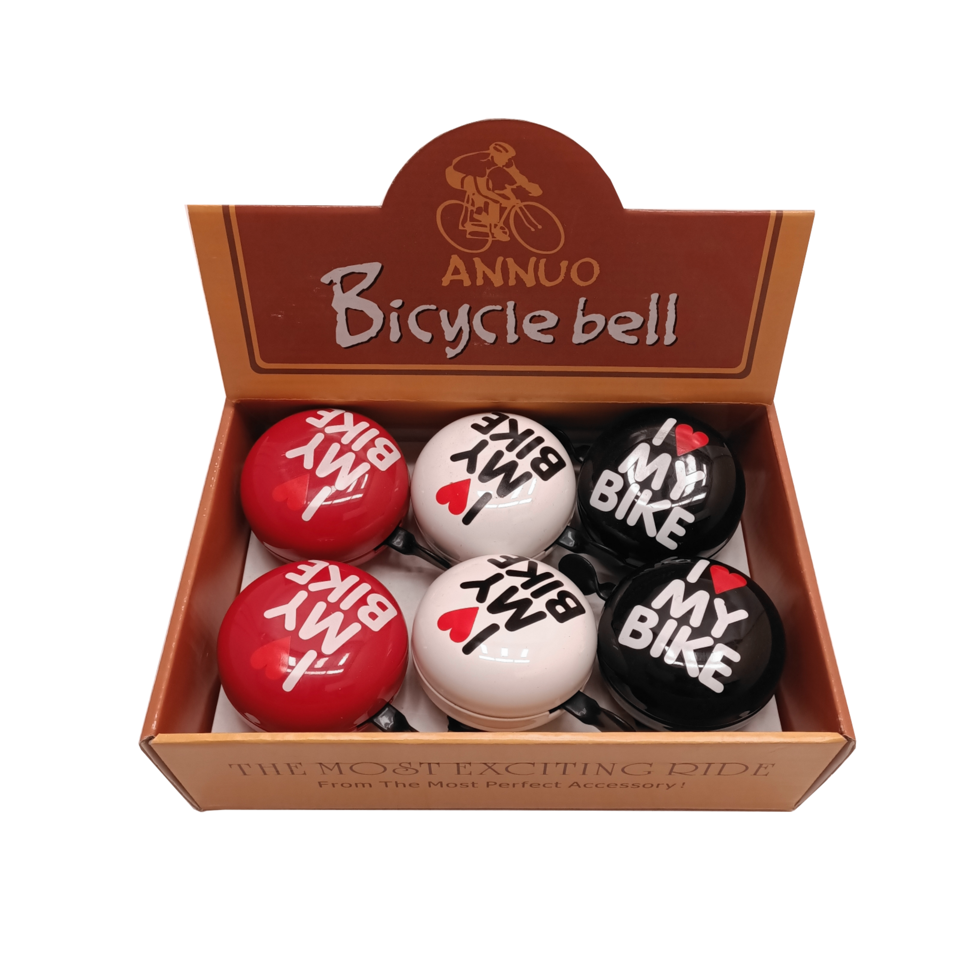 FALKX sonnette ding-dong 80mm j'aime mon vélo couleurs assorties