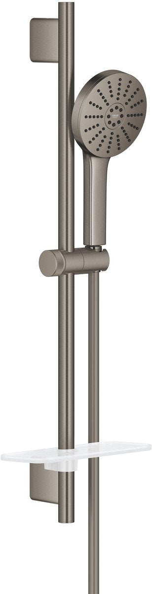 Grohe vitalio joy+ 120 doucheset met douchestang – met douchekop, doucheslang zeepschaal – 3 straalsoorten – aquabooster – waterbesparend (7l min) – geborsteld hard graphite