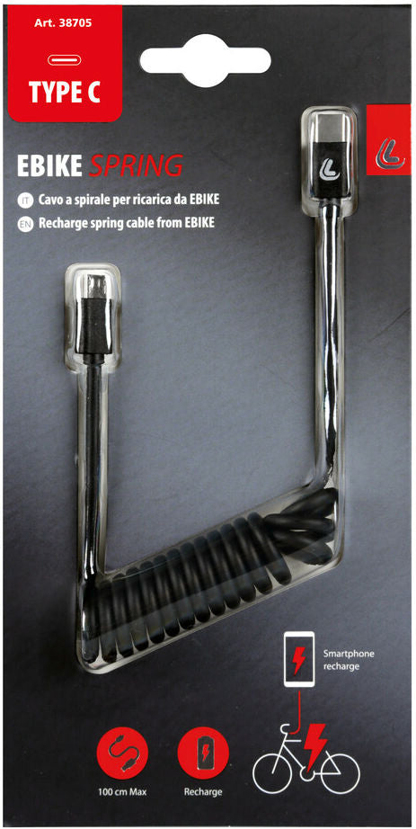 Lampa Ebike Spring Micro USB naar USB C spiraalkabel (25 tm 100 cm)